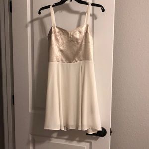 Gently used Express party dress- gold and cream